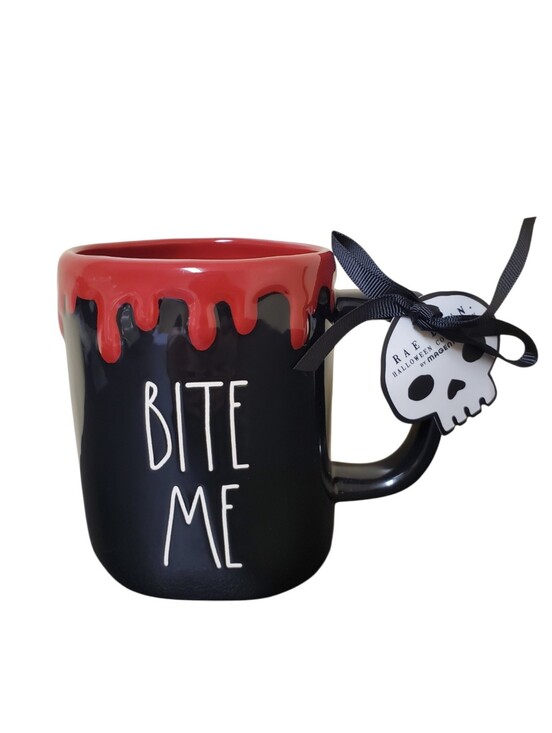 Rae Dunn Other - Rae Dunn Bite Me Viral Halloween Red Vampire Blood Drip Ceramic Coffee Mug NWT